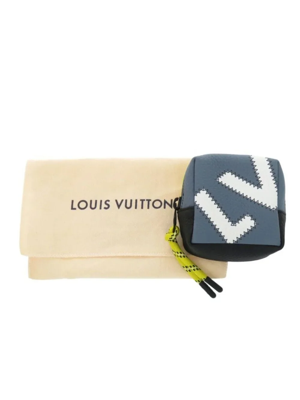 Louis Vuitton Square Pouch Color Blocks Taurillon Leather Blue Gray Yellow Charm